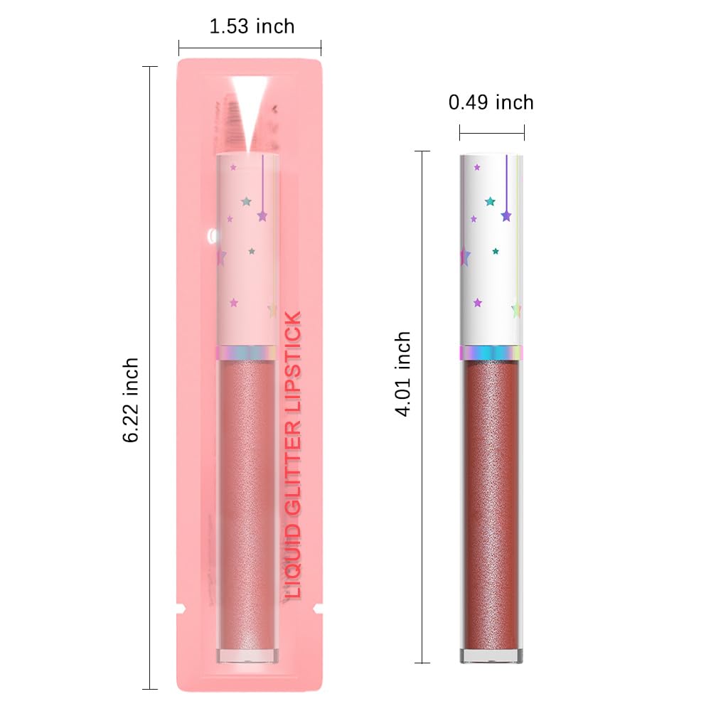 evpct 1Pcs Mauve Red Metallic Shimmer Glitter Lip Gloss Liquid Lipstick Long Lasting Waterproof 24