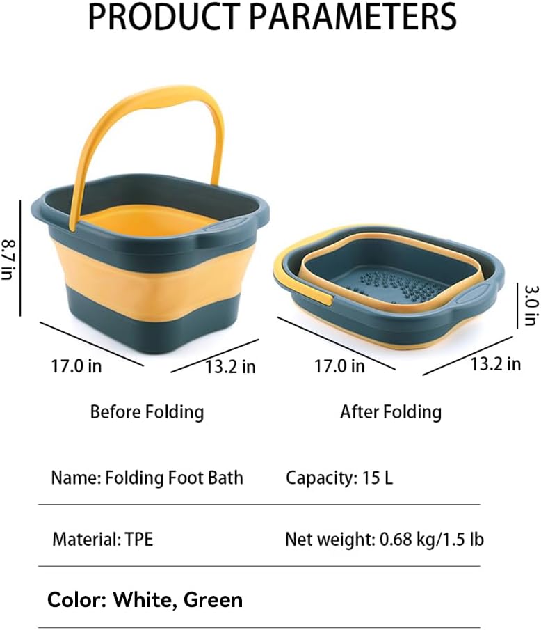 Collapsible Foot Spa Bath Massager for Dry Cracked Feet, Feet Soaking Tub with Massage Acupoint