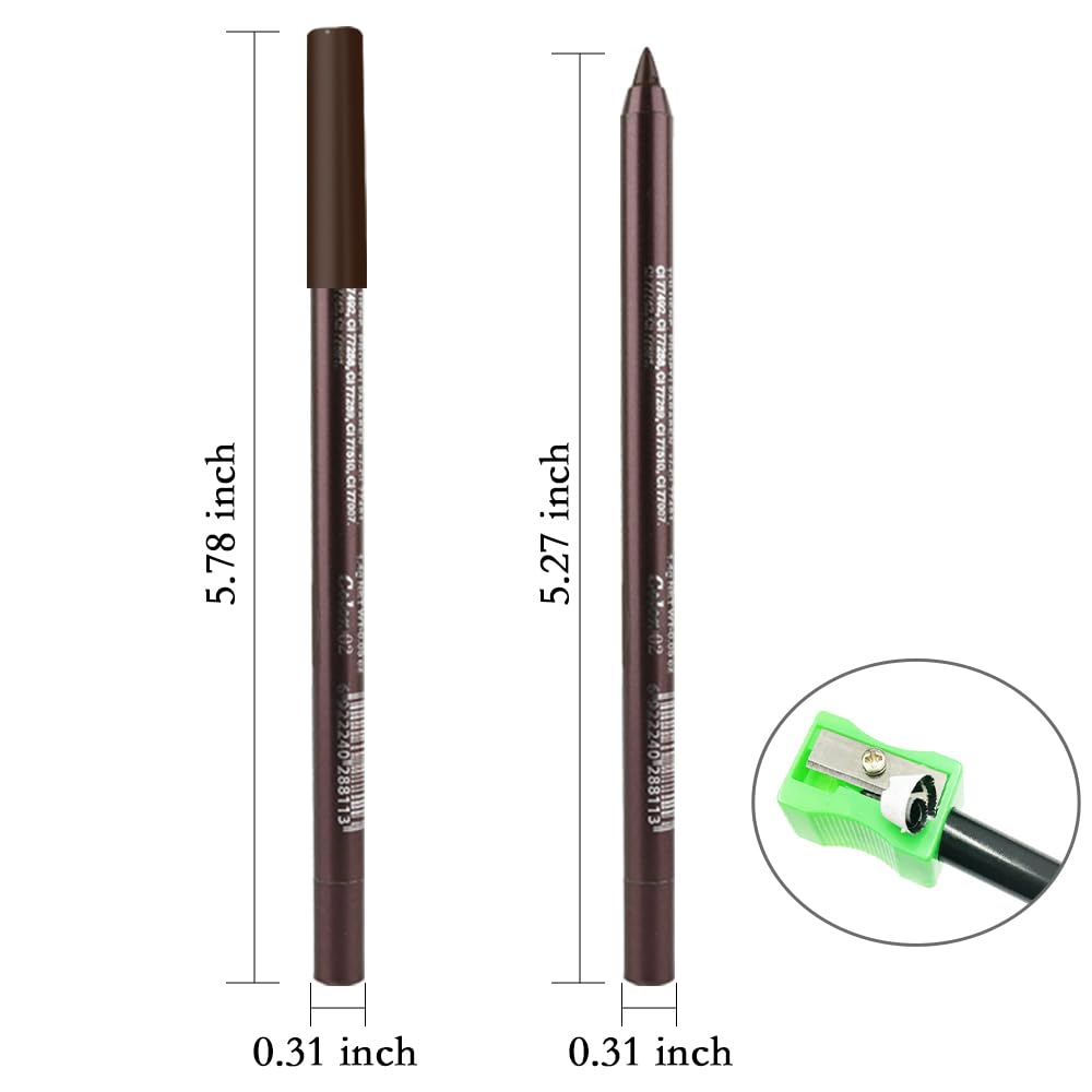 Kaely Gel Eyeliner Pencil for Women, Dark Brown Eye Liner Waterproof Smudge Proof with Sharpener