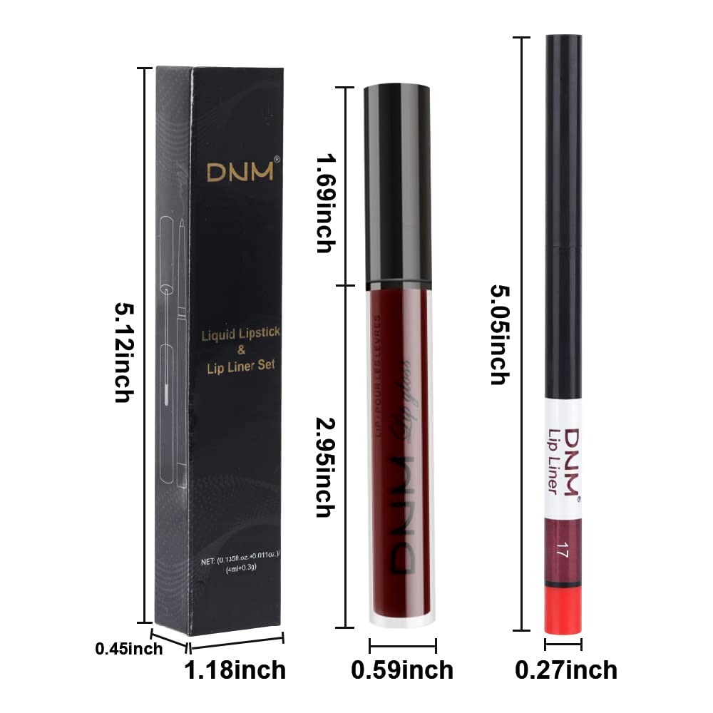 evpct 2Pcs Dark Deep Burgundy Red Matte Lipstick and Lip Liner Makeup Set for Women Dark Blood Red