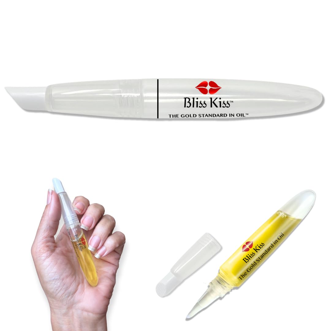 Bliss Kiss Refillable Cuticle Oil Pen for Nails - Empty 8 ml Squeeze Nail Oil Pen with brush
