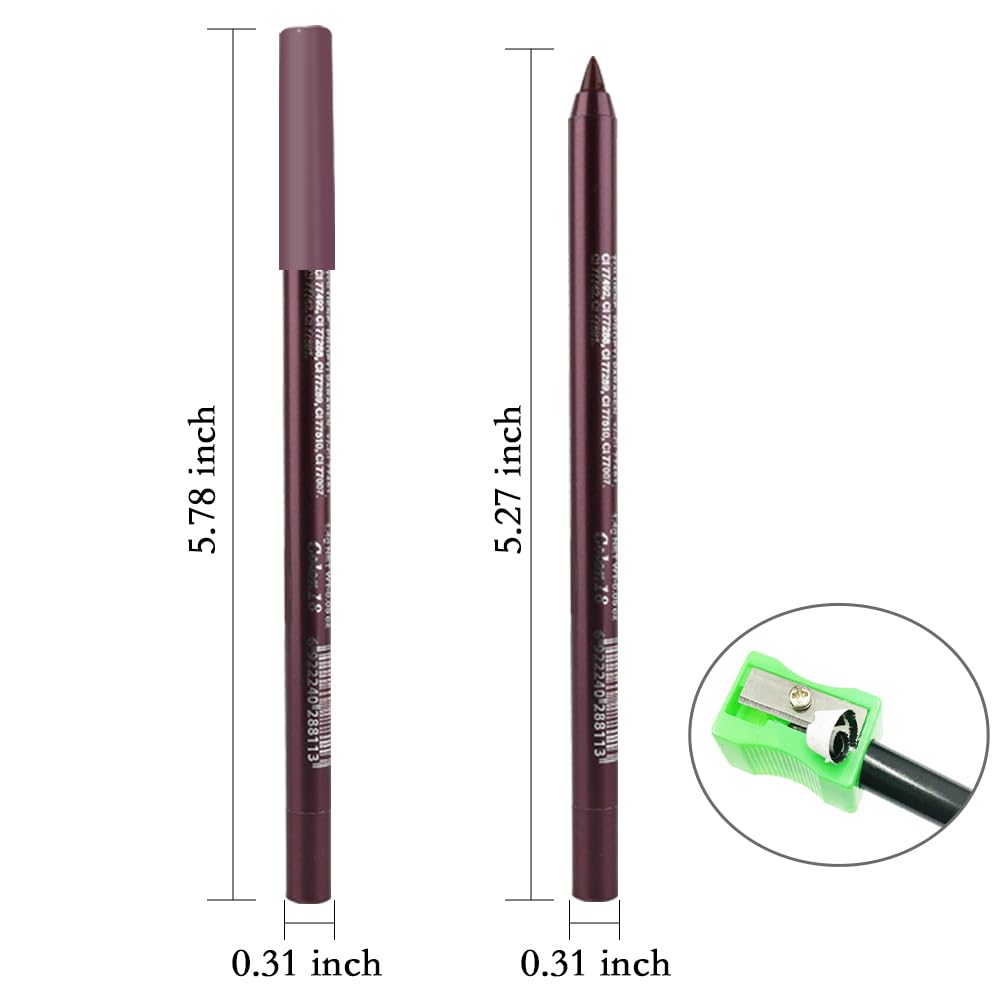 Kaely Gel Eyeliner Pencil for Women, Plum Purple Eye Liner Waterproof Smudge Proof with Sharpener
