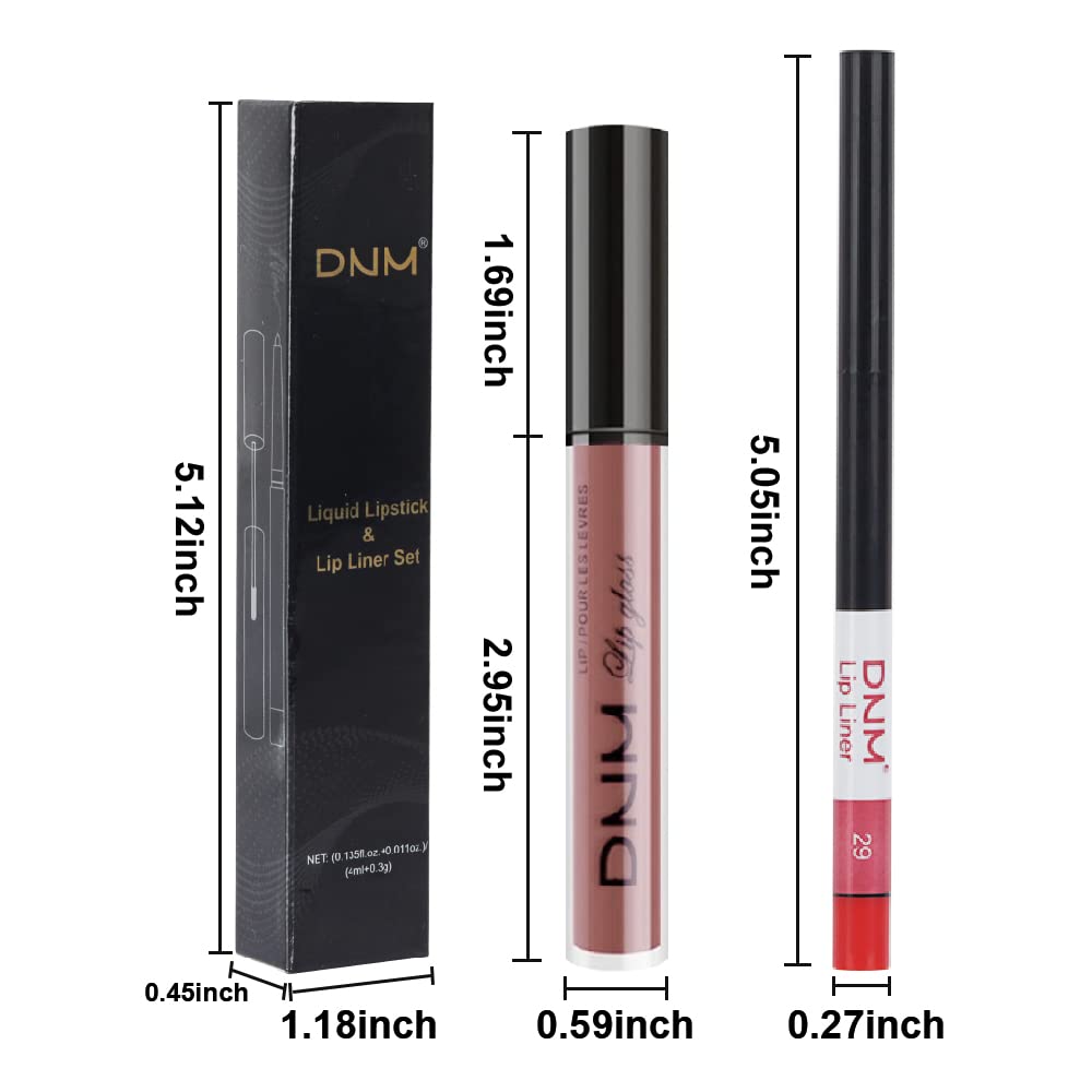 evpct 2Pcs Antique Rose Matte Lip Liner and Lipstick Pencil Makeup Set Brown Liquid Lipstick Lip