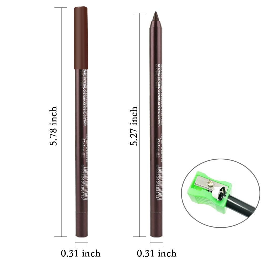 Kaely Gel Eyeliner Pencil for Women, Dark Coffee Eye Liner Waterproof Smudge Proof with Sharpener