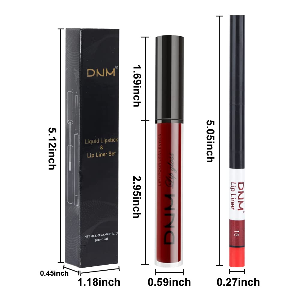evpct 2Pcs Dark Red Maroon Matte Lipstick and Lip Liner Makeup Set for Women Dark Blood Red Liquid