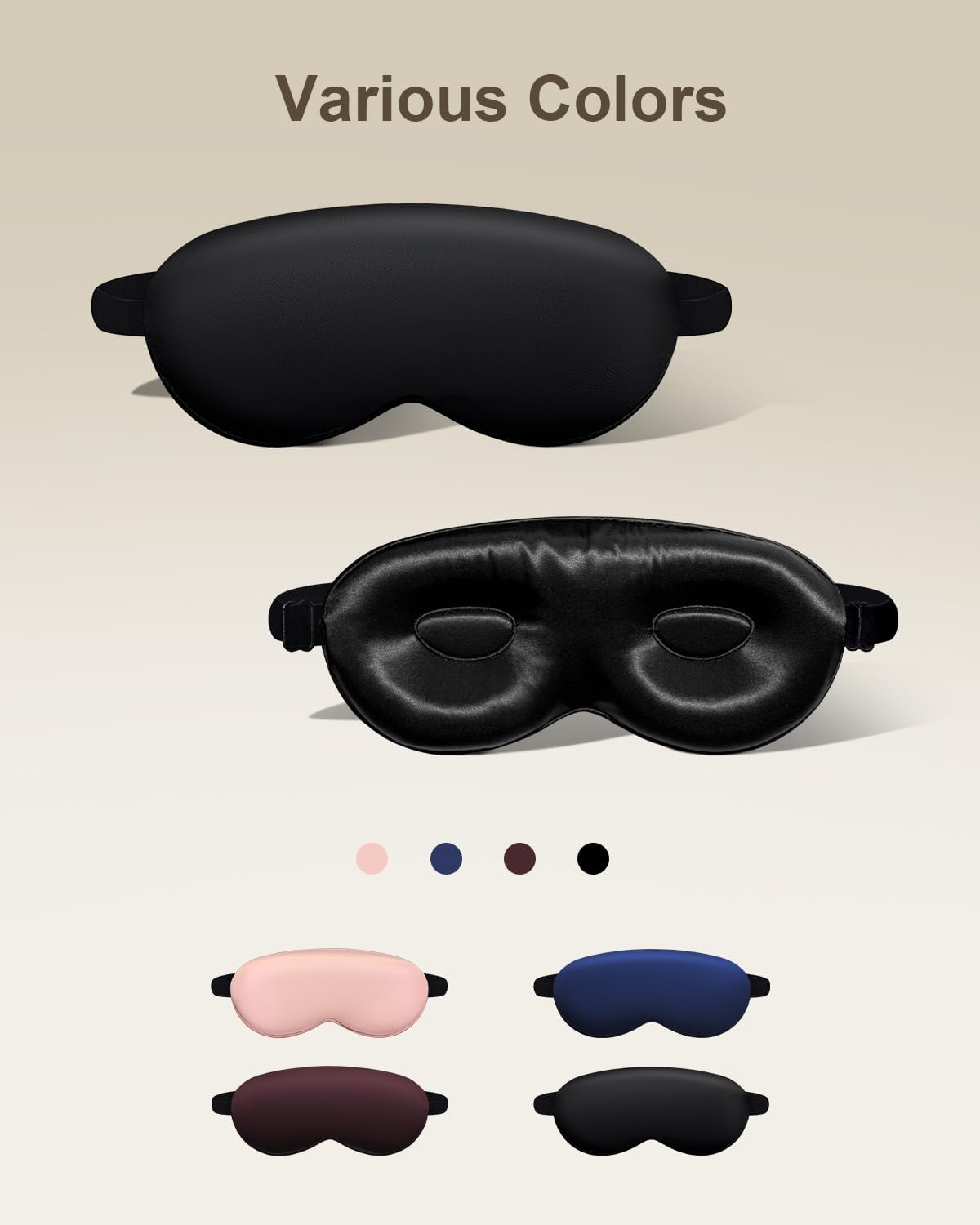 Luxury 22 Momme 100% Mulberry Silk Sleep Mask – 3D Eye Mask with Adjustable Strap, Gentle on Skin