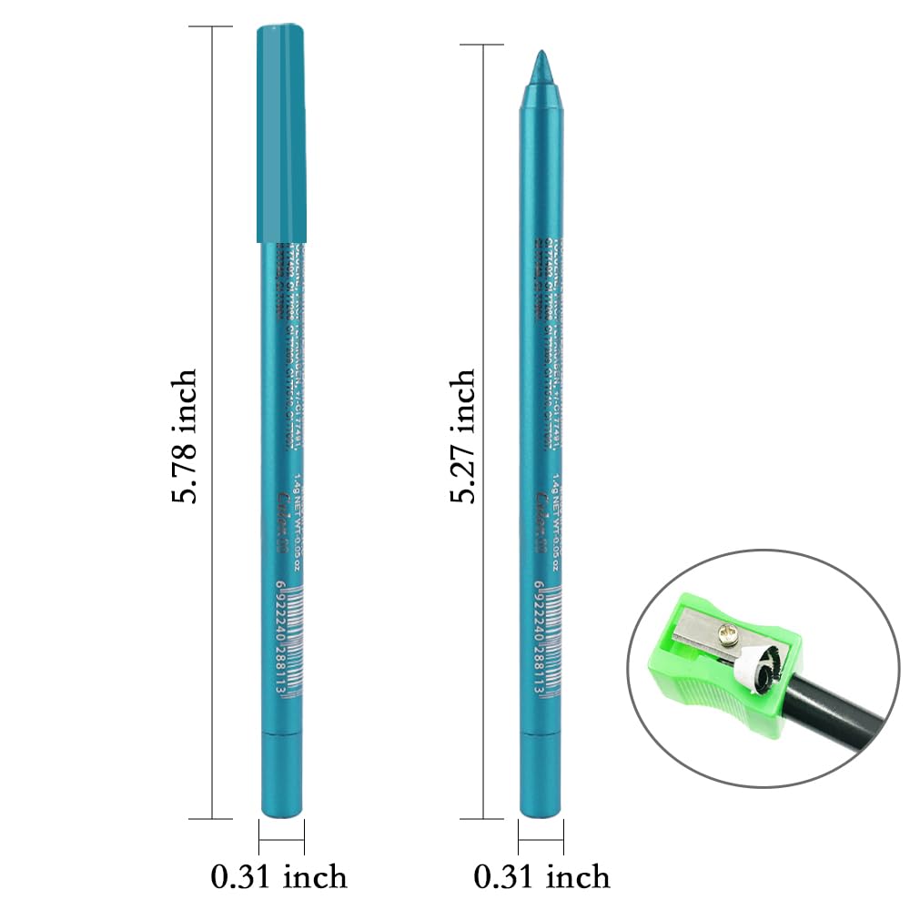 Kaely Gel Eyeliner Pencil for Women, Sky Blue Eye Liner Waterproof Smudge Proof with Sharpener