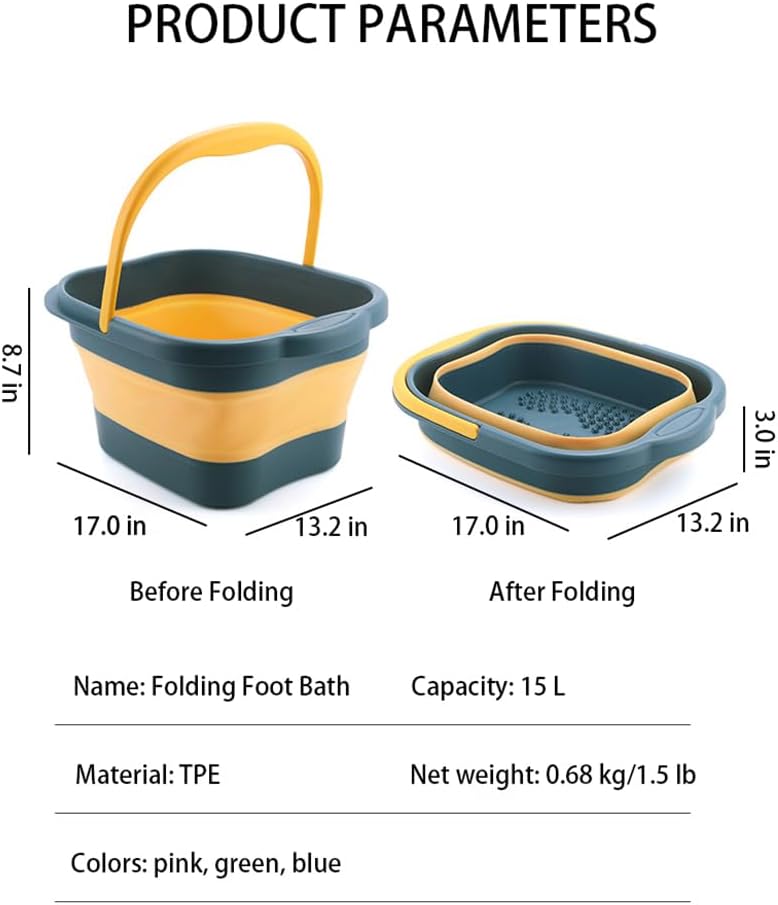 Collapsible Pedicure Foot Spa Bath Massager for Dry Cracked Feet, Feet Soaking Tub with Massage