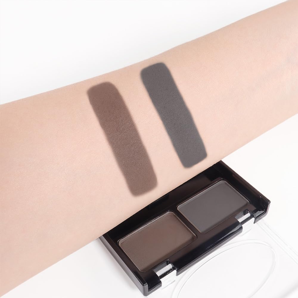 Black Brown Eye Brow Powder Kit for Women, Medium Coffee Dark Gray Eyebrow Powder Palette with