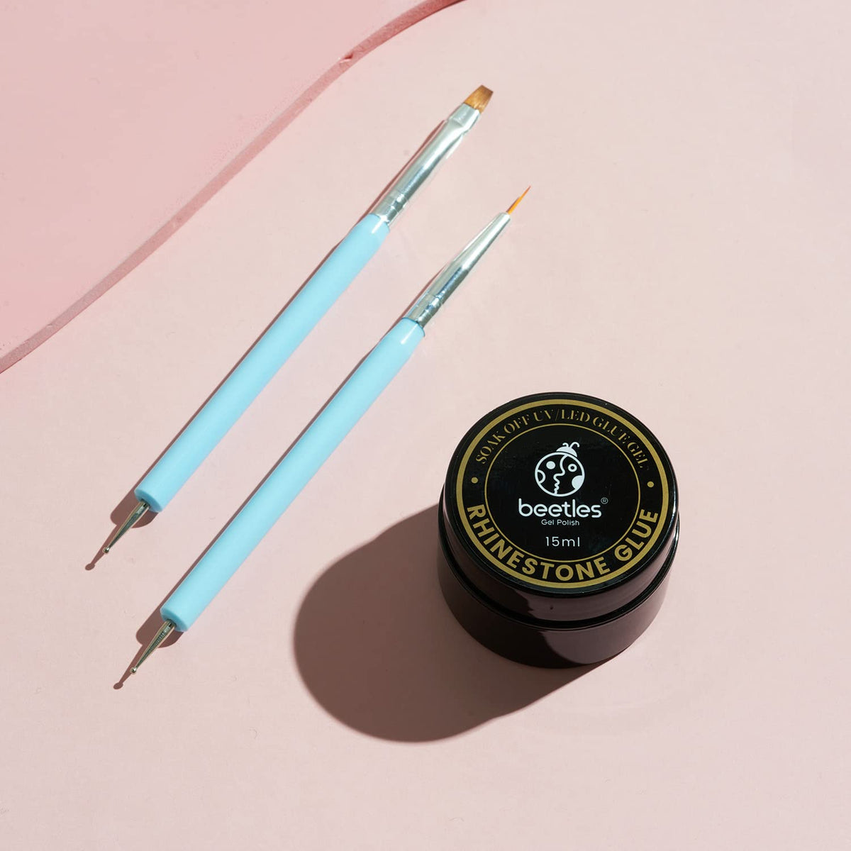 Beetles Rhinestone Glue for Nails with 2 Dual Purpose Brush Pen, 1Pcs 15ml Nail Glue for Nail Art