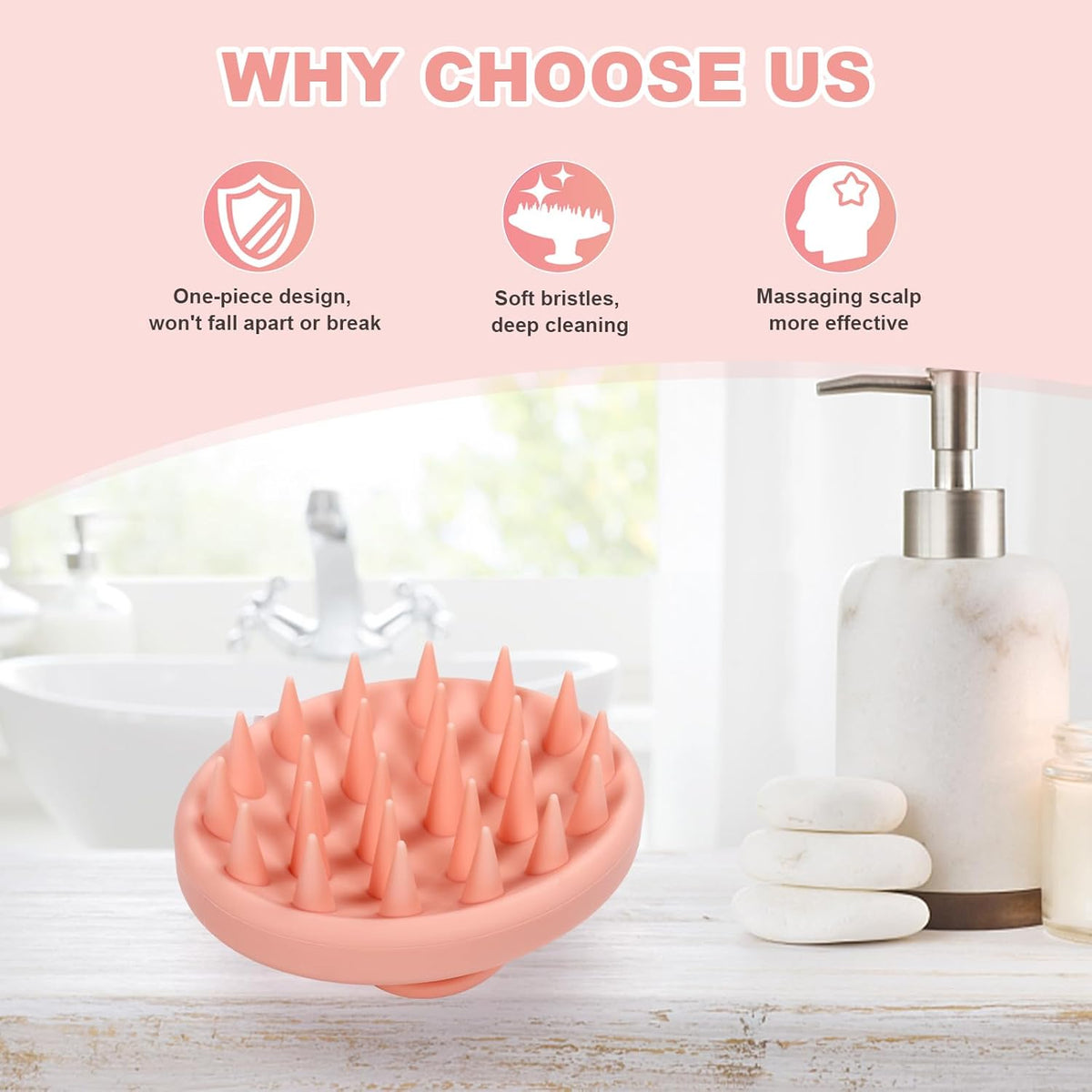 Silicone Scalp Massager, Scalp Scrubber for Hair Growth with Soft Bristles, Scalp Exfoliator Brush