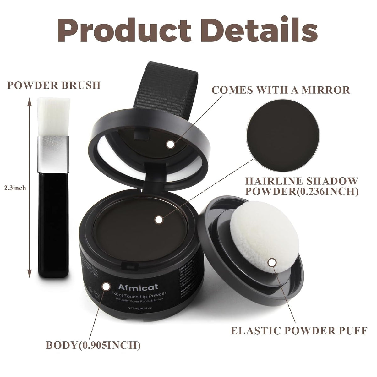 Instant Hairline Powder, Root Touch Up Hair Color for Gray Coverage and Thinning Hair, Root Cover