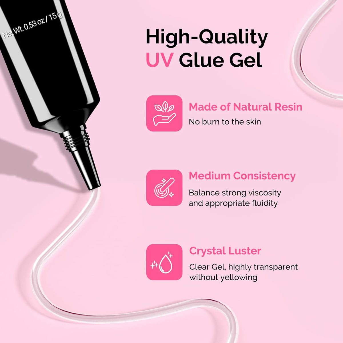 MelodySusie 2Pcs Nail Rhinestone Glue for Nails Super Strong Gel for Nail Charms Gems 3D Nail Gel