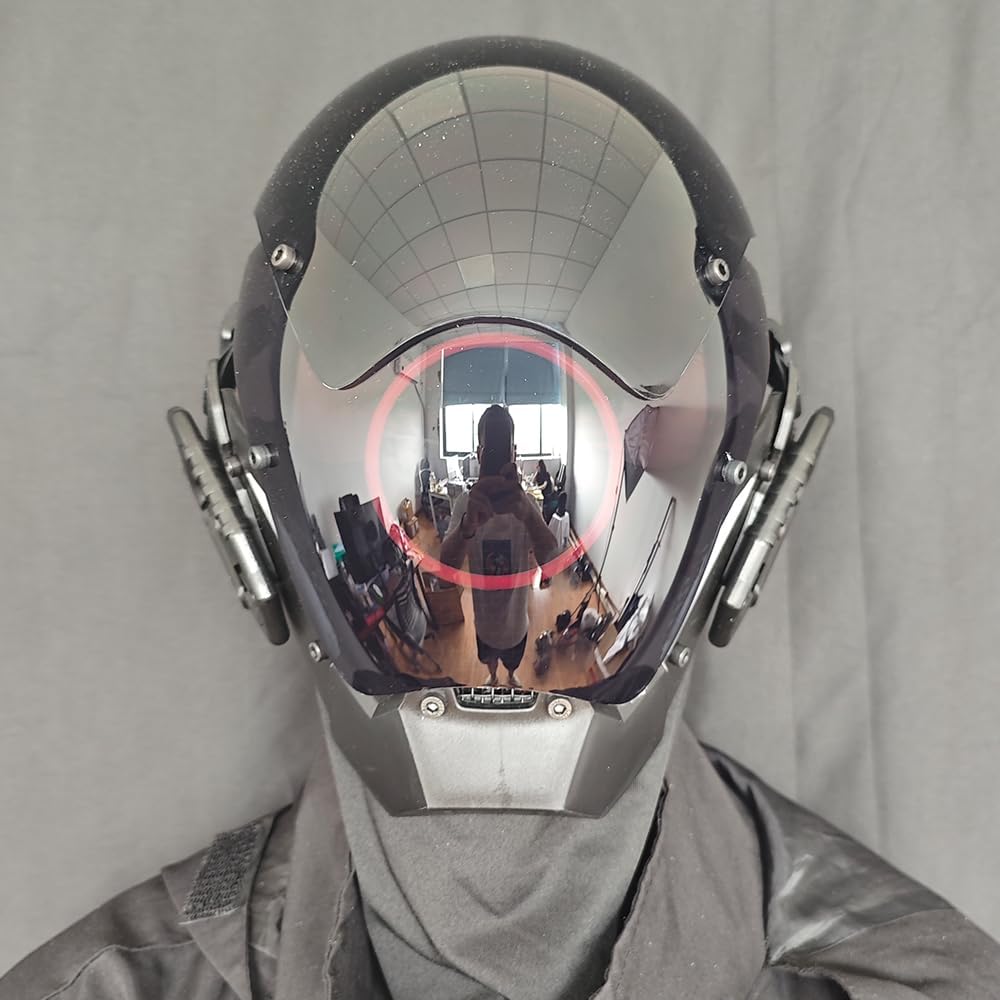 KYEDAY Punk Mask Cosplay for Men, LED Round Light Mask for Women Cosplay Halloween Fit Party Music