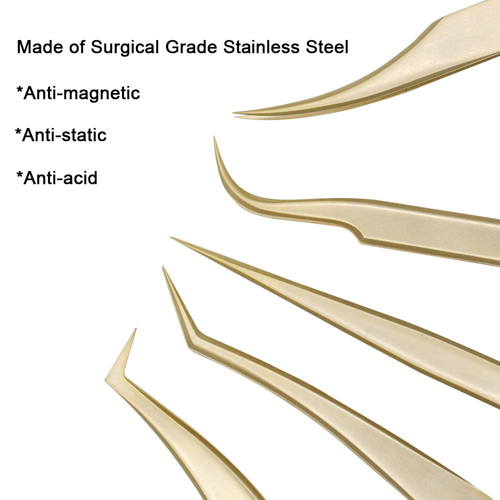 Ms.Queen Eyelash Extension Tweezers Set-Precision Tweezers for 2D-6D Volume&Individual False Lashes