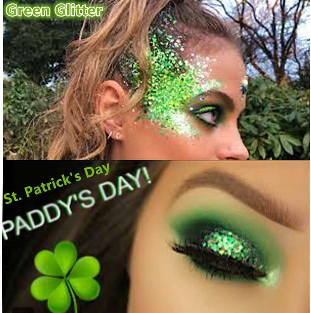 Go Ho Light Green Face Body Glitter,Sparkly Face Glitter Makeup,Light Green Face Paint Holographic