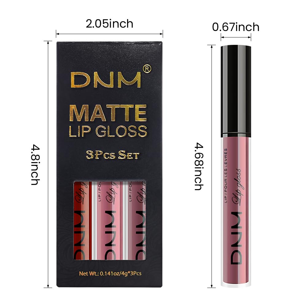evpct 3Pcs Dark Red Mauve Maroon Matte Liquid Lipstick Lip Stain Sets for Women, Matte Lipstick