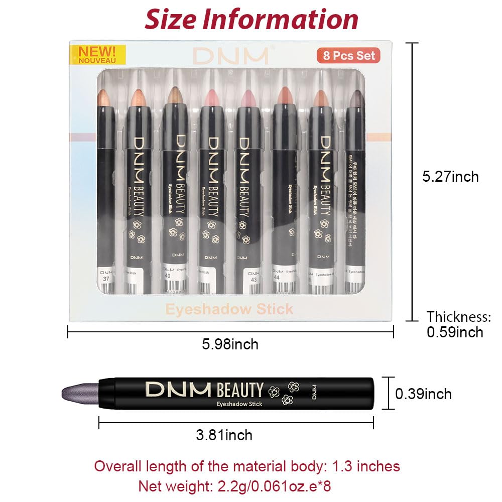 Kaely 8Pcs Cream Eye Shadow Sticks Set, Matte Shimmer Eyeliner Pencil Eyeshadow Palette Makeup, Eye