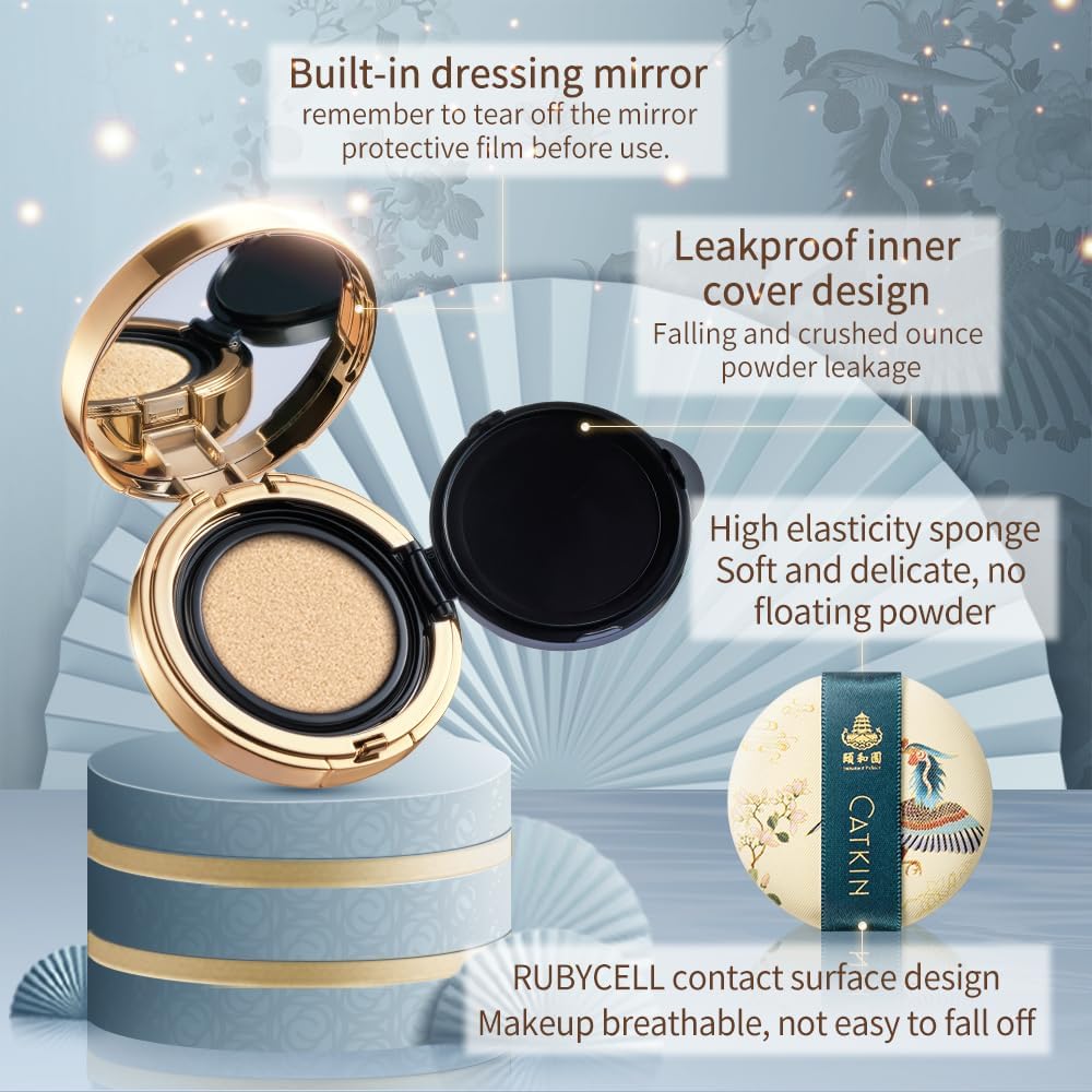 Catkin Phoenix Cushion Foundation Buildable Coverage Anti-Aging Serum Makeup, Sheer Satin Finish