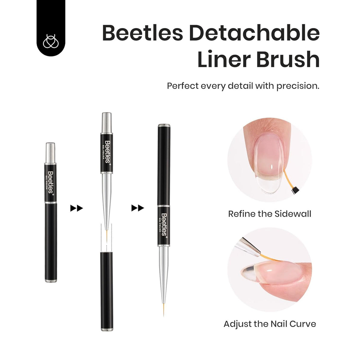 Beetles Builder Gel for Nails Low Heat, 0.5 oz 7 in 1 Clear Strengthener Gel with Liner Nail Brush