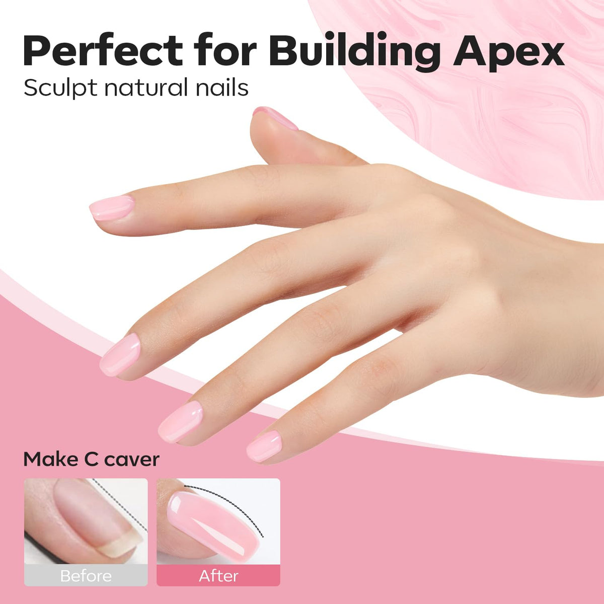 modelones Builder Nail Gel, 8-in-One Pink Builder for Nail Thickening, U/V LED Lamp Cured Hard