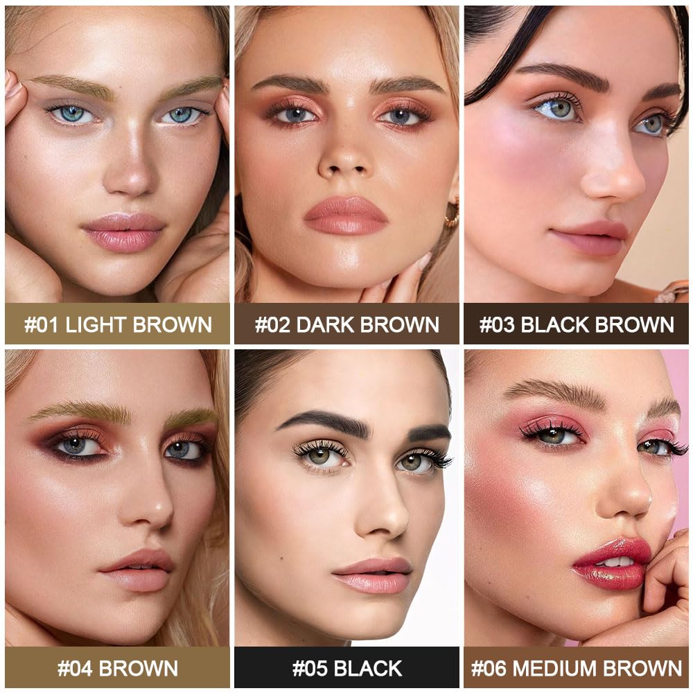 evpct 1Pcs Midium Brown Magic Microblading Eyebrow Contouring Pen Brow Pencil, with 4 Brush