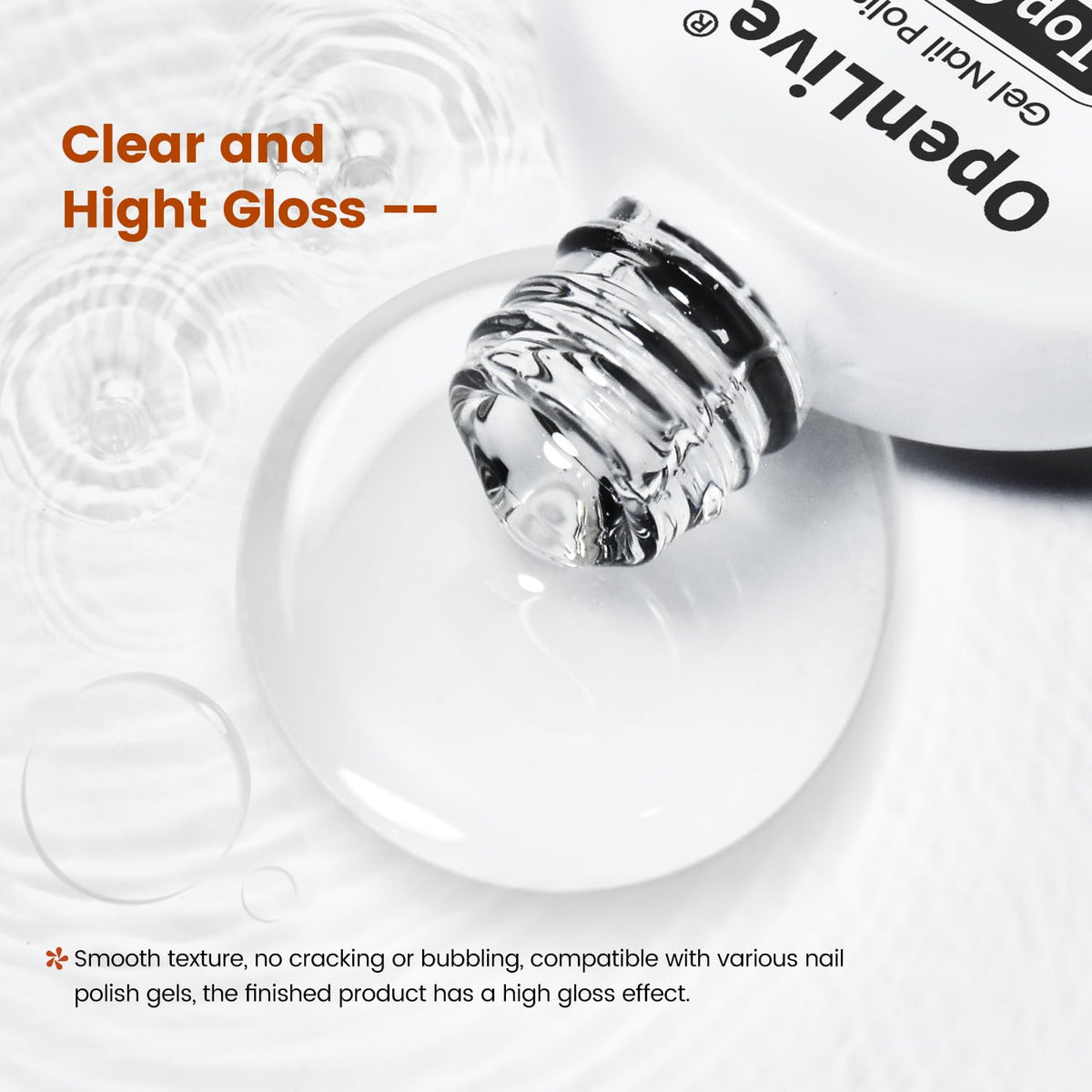 No Wipe Gel Top Coat - 10ml Clear Glossy High Shine Long Lasting Top Coat Gel Nail Polish Nail