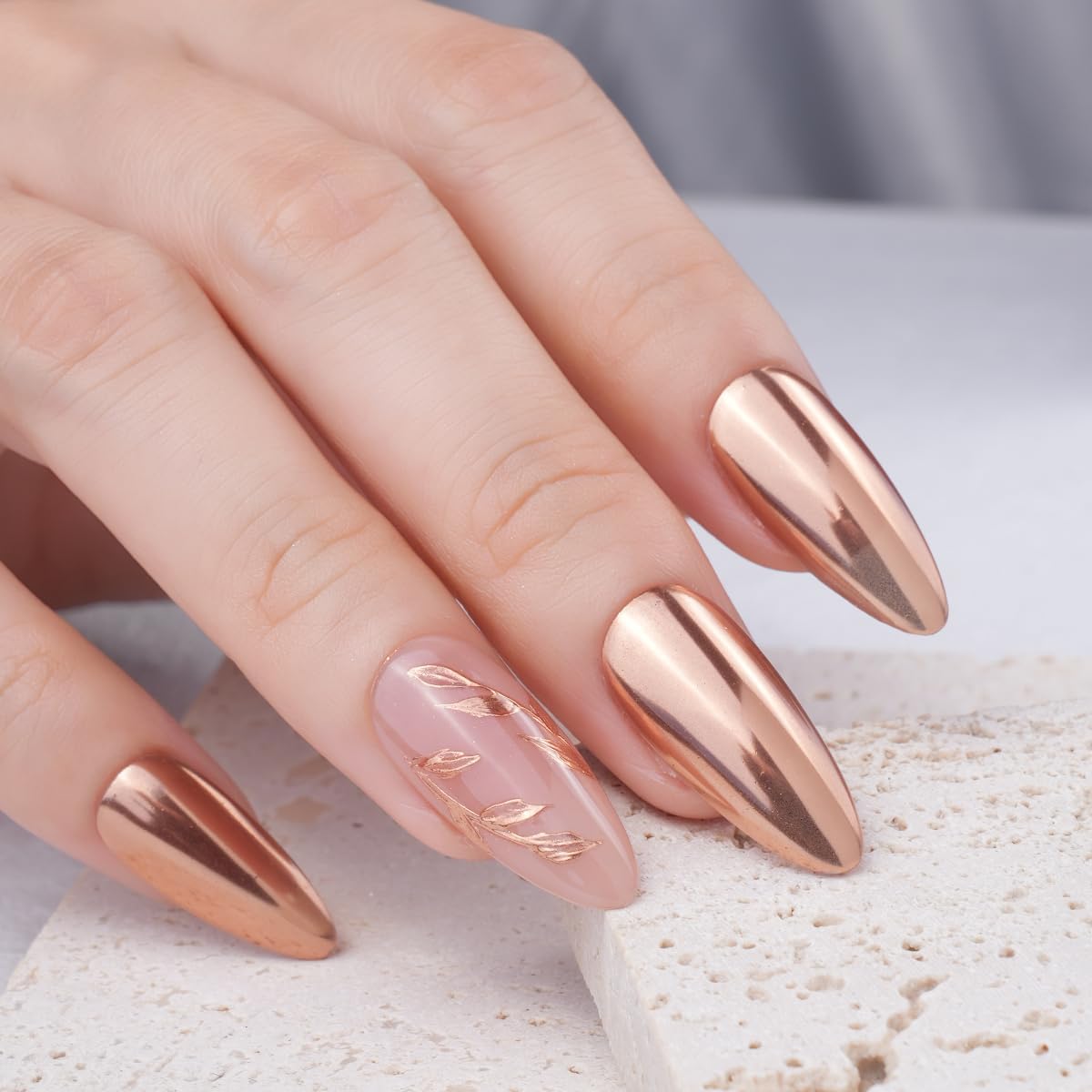Pretty Diva Chrome Nail Powder - Bronze/Copper Mirror Effect Nail Chrome Powders, Highlight