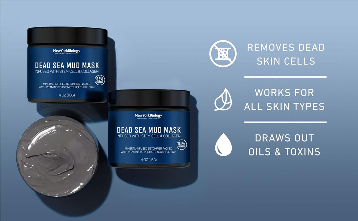 New York Biology Dead Sea Mud Mask for Face, Body | with Stem Cell and Collagen | Spa Quality Pore