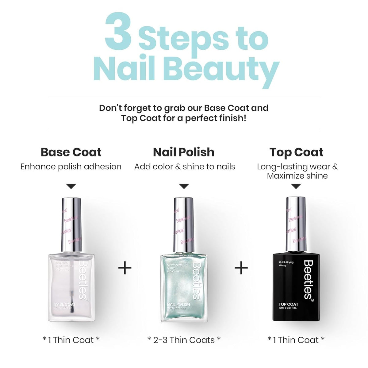 Beetles Pearl Nail Polish Set - 15ml Blue Quick Drying Nail polish Shimmer Glitter Fingernail