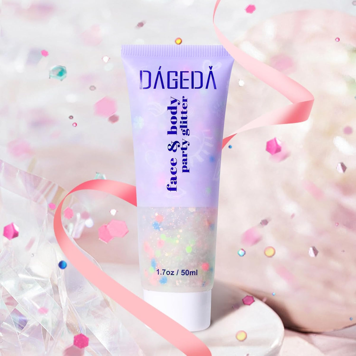 DAGEDA Rainbow Body Glitter Gel, Face Glitter for Pride Day Makeup Sequins Shimmer Eyeshadow