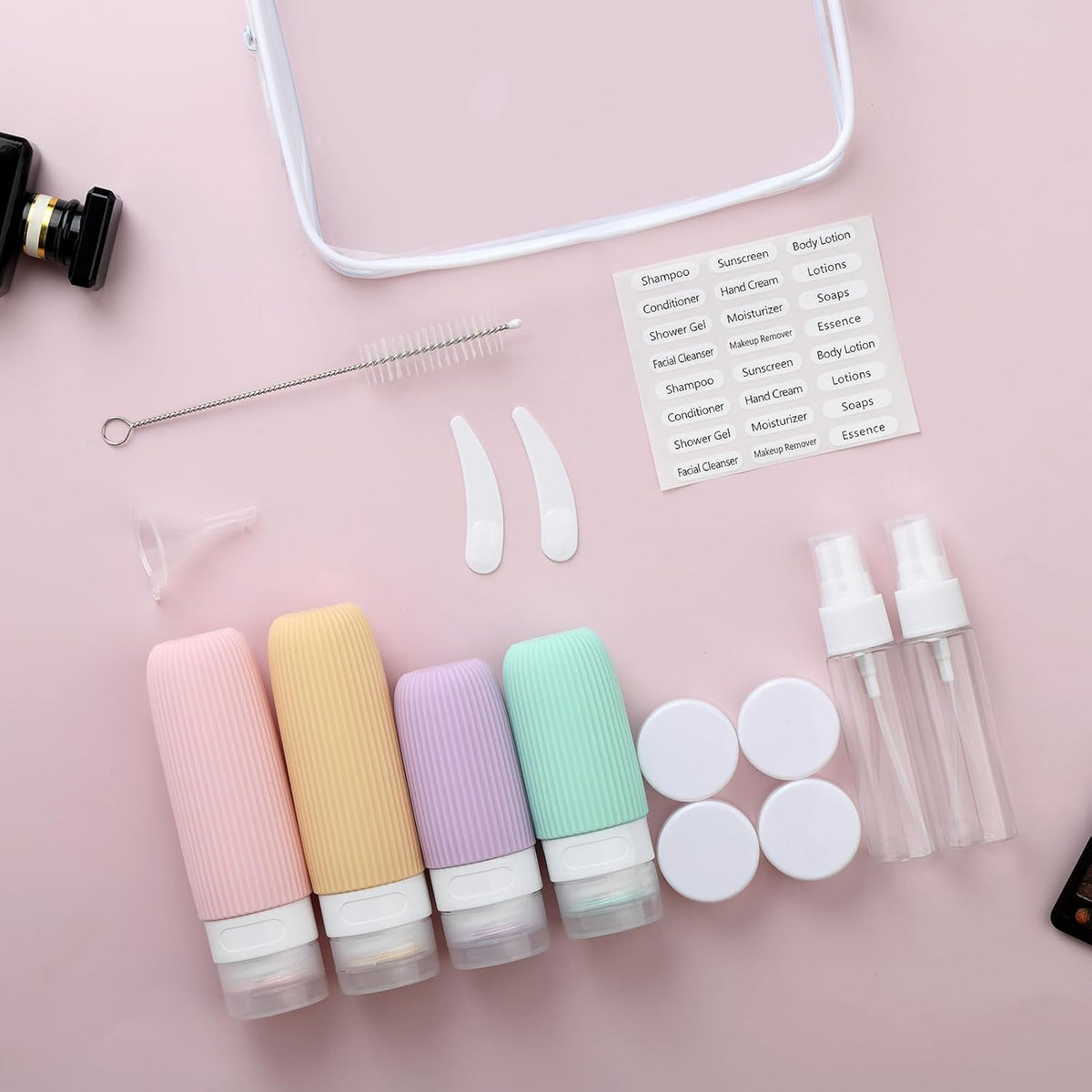 16 Pack Travel Bottles Set, TSA Approved Leak Proof Silicone Squeezable Containers for Toiletries
