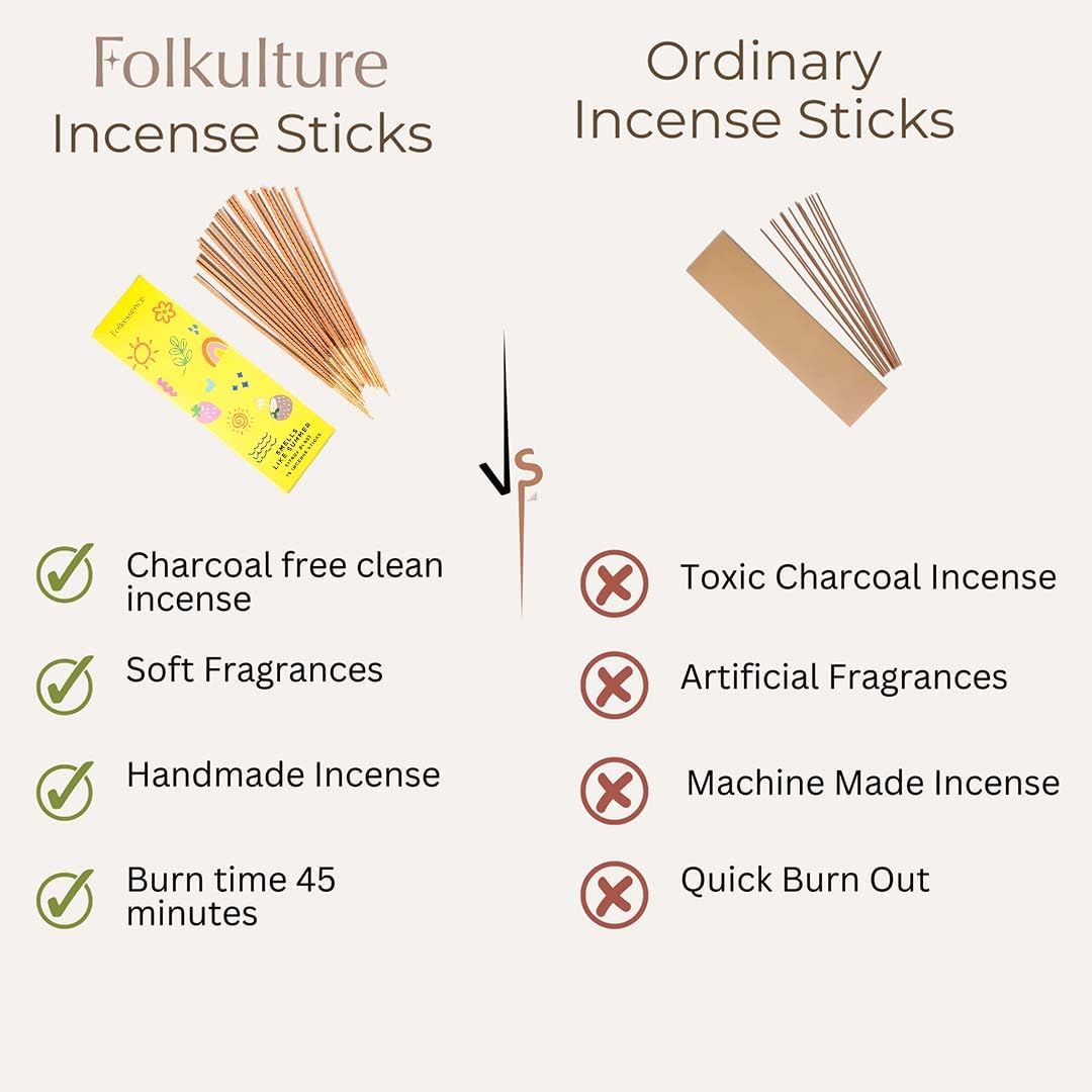 Folkulture Incense Stick for Home | Pack of 75 (8") Insence-Sticks for Meditation with 45 Mins Burn