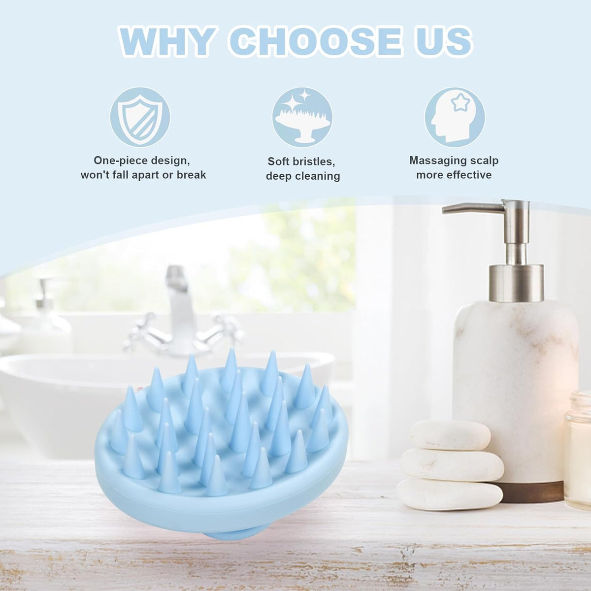 Silicone Scalp Massager, Scalp Scrubber for Hair Growth with Soft Bristles, Scalp Exfoliator Brush