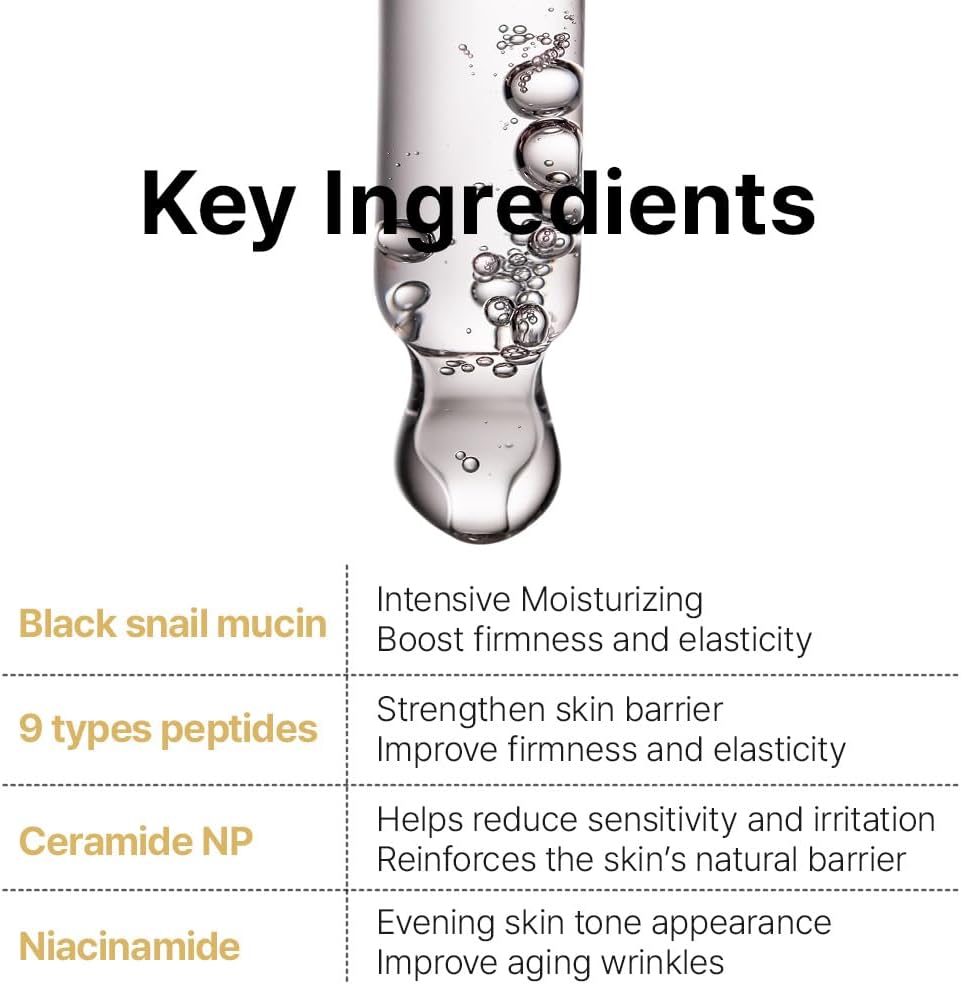 Farmstay Black Snail & Peptide 9 Perfect Toner, Snail Mucin Toner for Elastic & Glow Skin