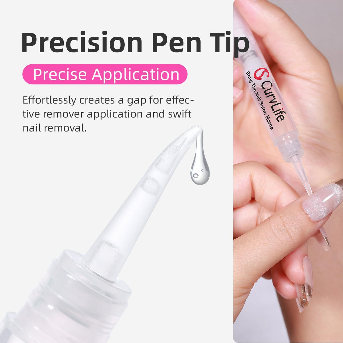 Curvlife 10g Semi Solid Nail Glue Gel With 5ml Remover Pen, No UV Light Needed, for Press On Nails