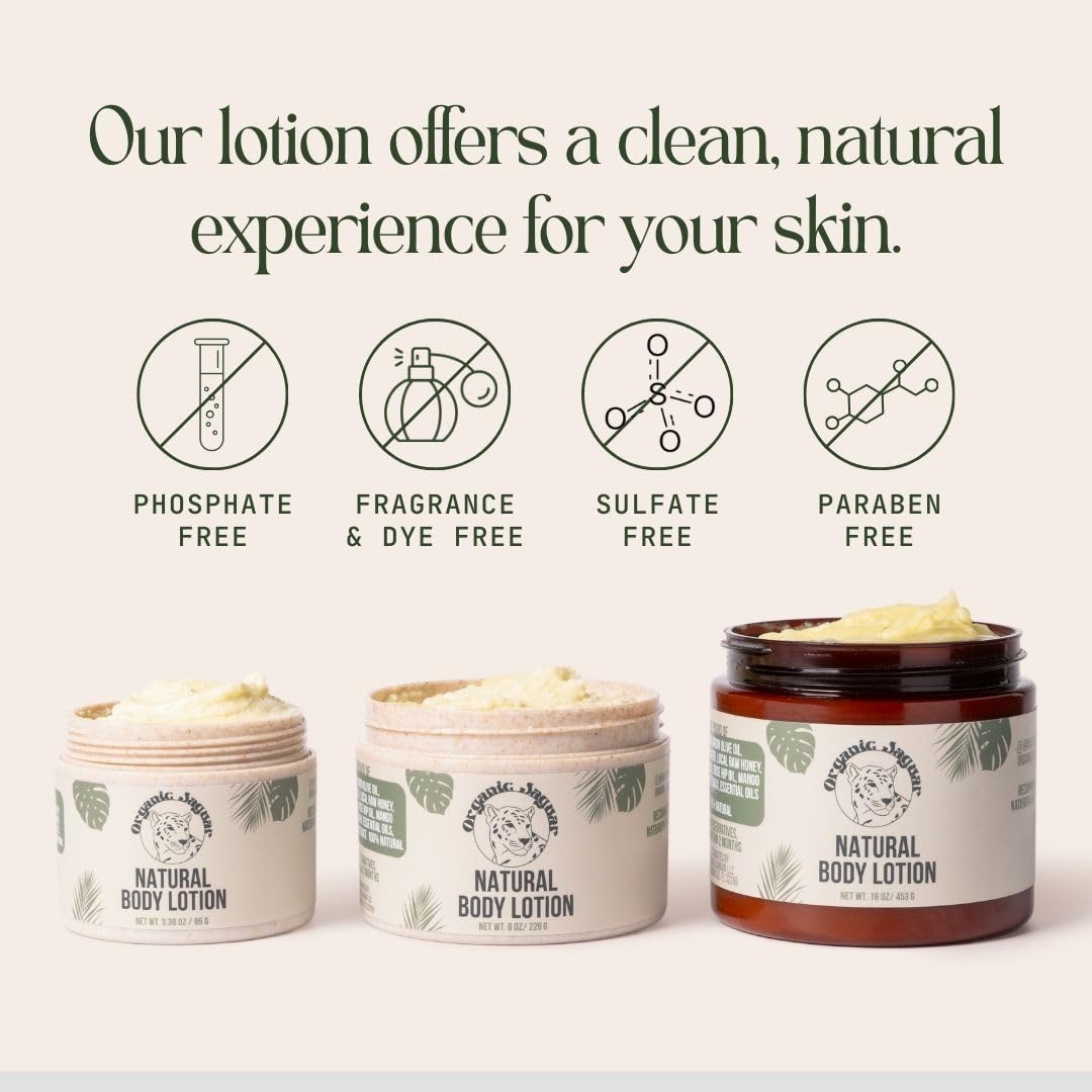 Natural Body Lotion, 8 oz, Moisturizer With Essential Oils, Vitamin E Oil, Beeswax, Extra Virgin