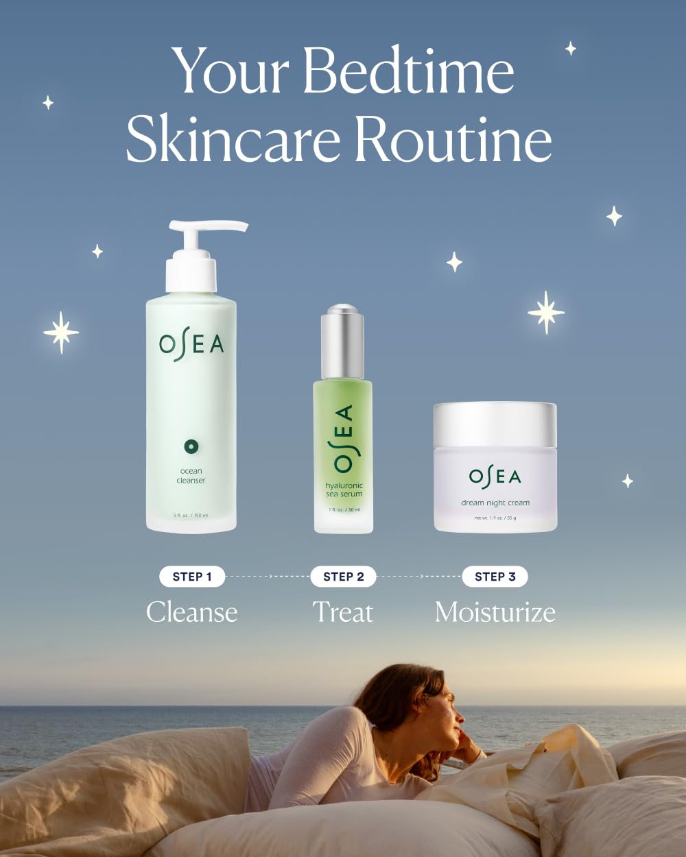 OSEA Dream Night Cream - Anti-Aging Hydrating Face Cream with Algae-Derived Bio Retinol - Plumps
