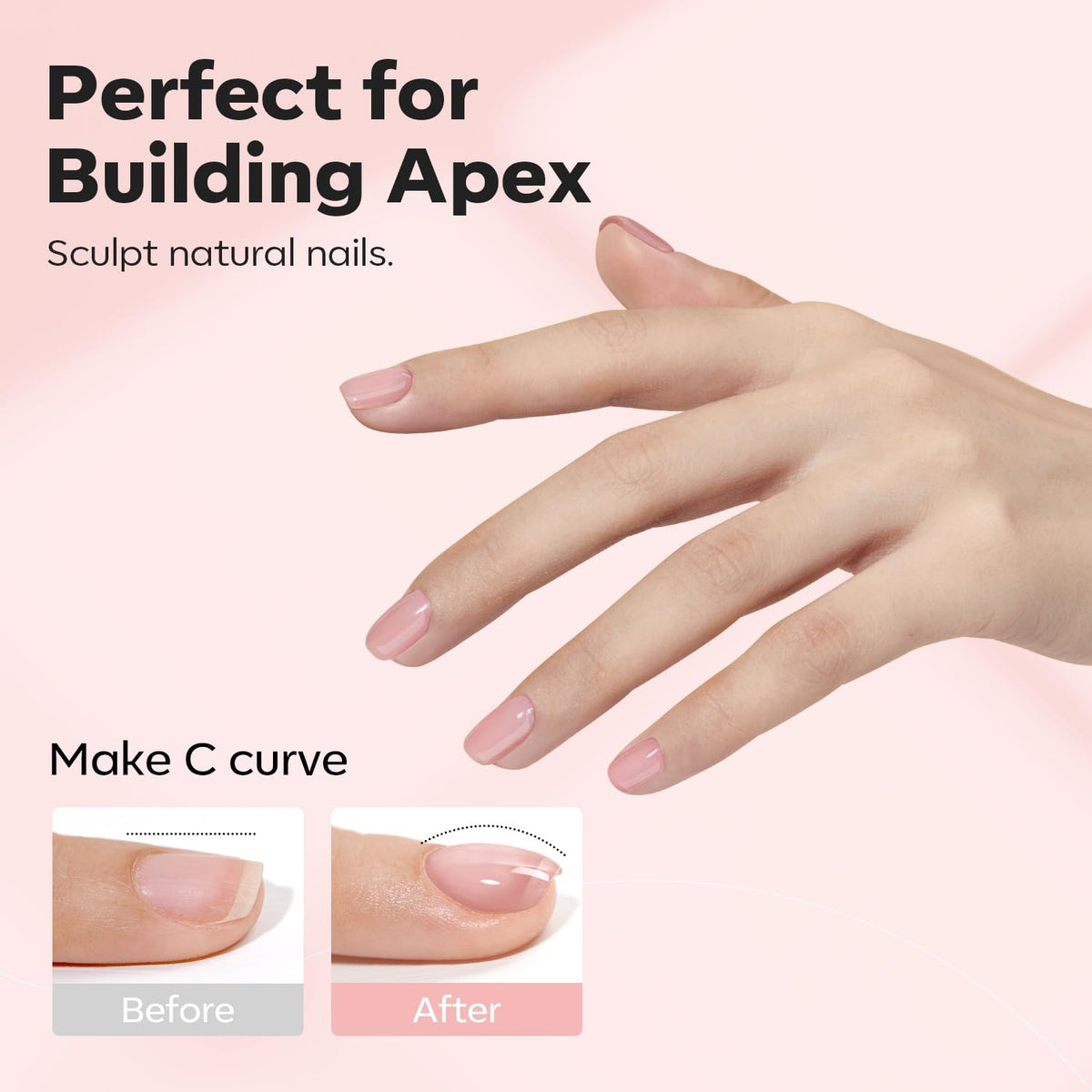 modelones Builder Nail Gel, 8-in-One Neutral Nude Pink Builder for Nail Thickening Apex Building