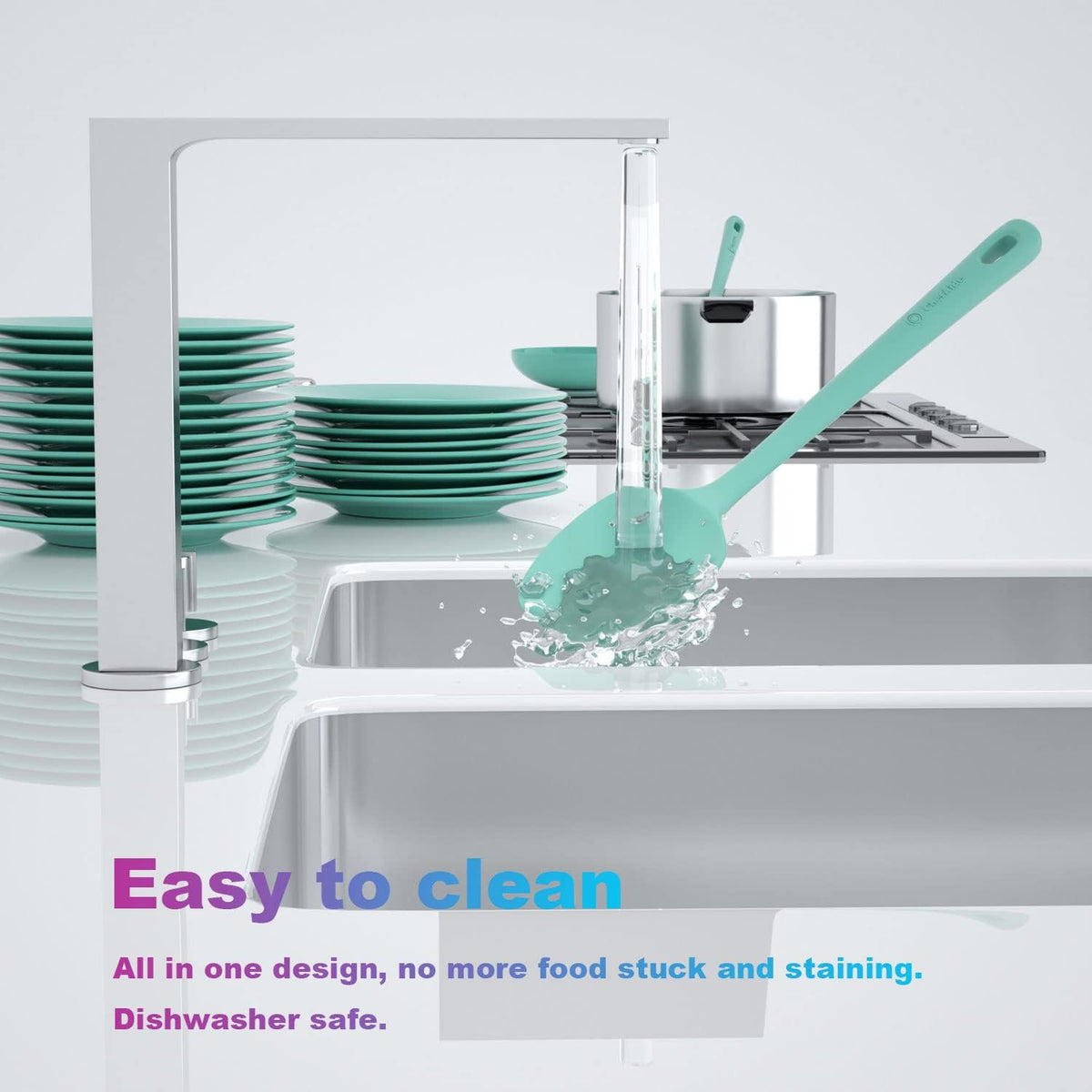 4 Pieces Silicone Spatula Set, Food Grade Rubber Spatula, Upgrade Strong Handle with Ergonomic