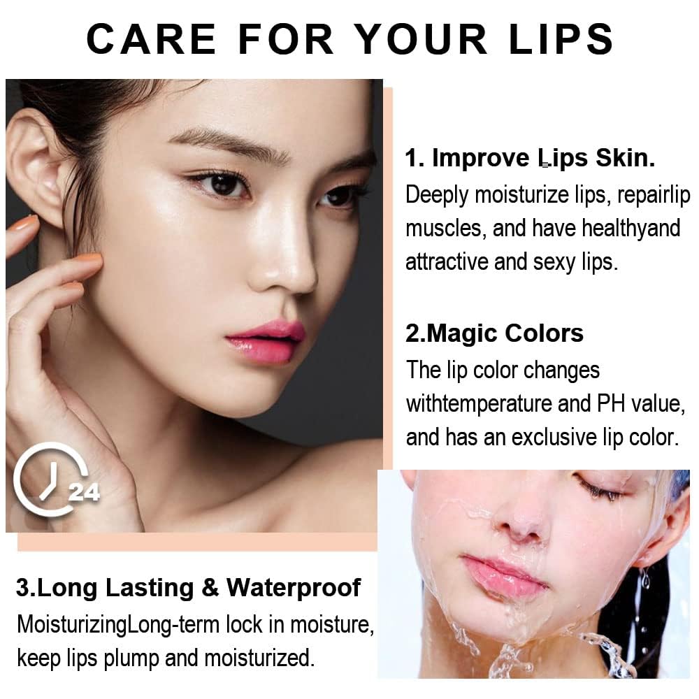 evpct 3Pcs Magic Color Changing Lipstick 24 Hours Original for Women Lasting Waterproof, Aloe Vera