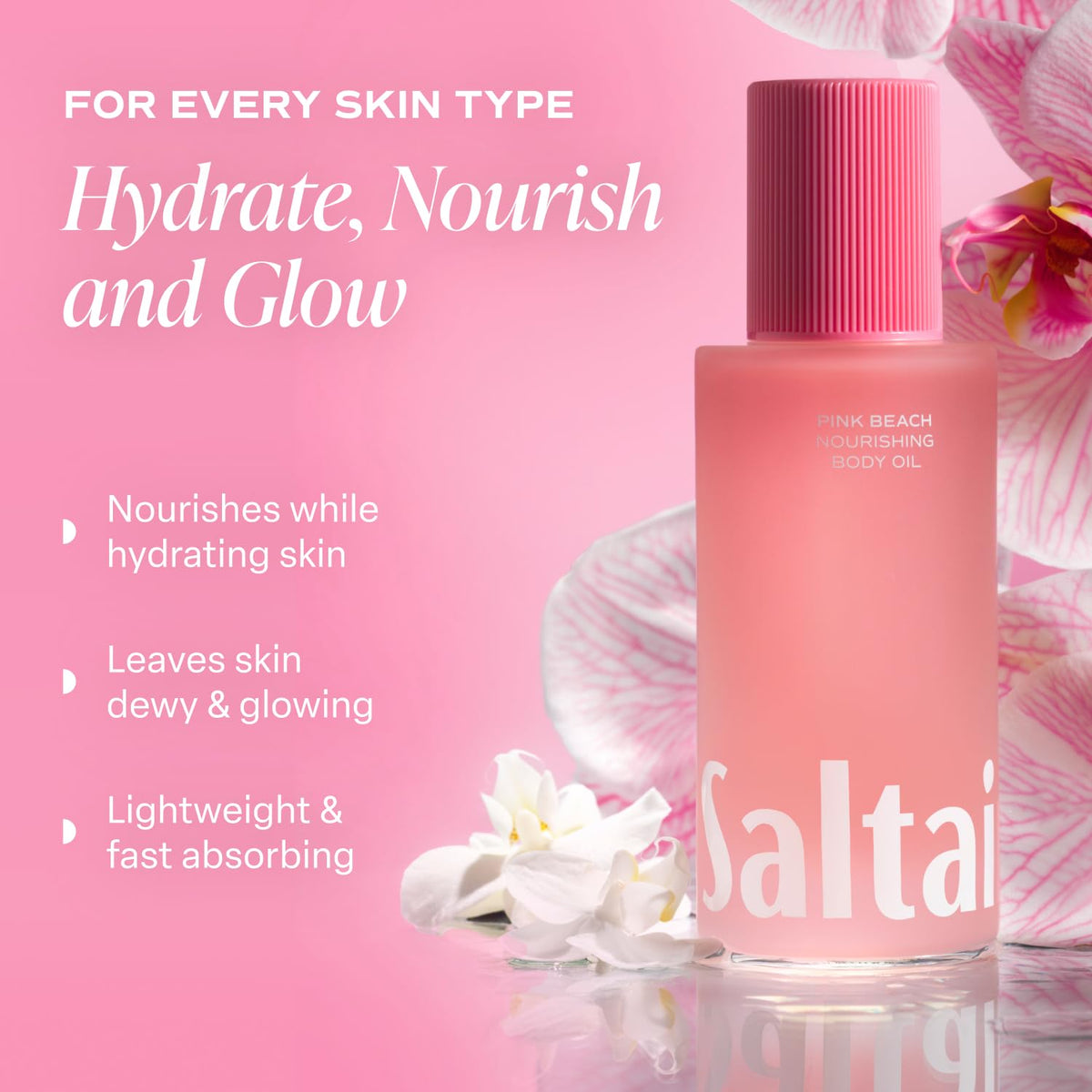Saltair Body Oil. Luxurious Pink Beach After Shower and Bath Oil Moisturizer for Women. Botanical