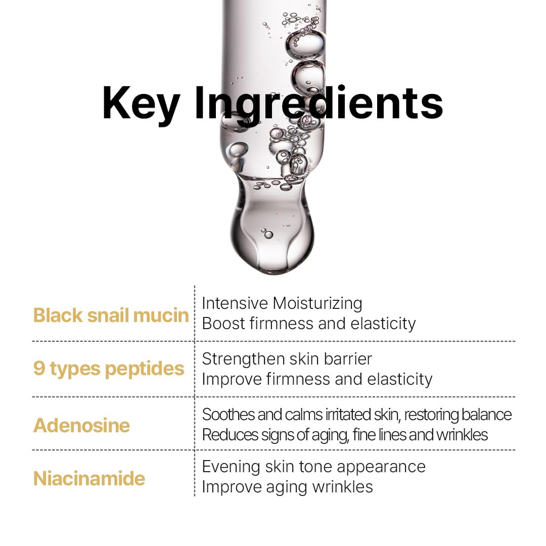 FARMSTAY Black Snail & Peptide 9 Perfect Cream, Snail Mucin Moisturizer for Elastic & Glow Skin