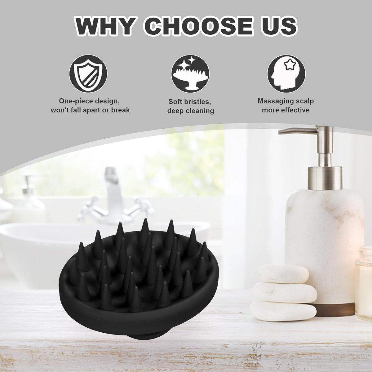 Silicone Scalp Massager, Scalp Scrubber for Hair Growth with Soft Bristles, Scalp Exfoliator Brush