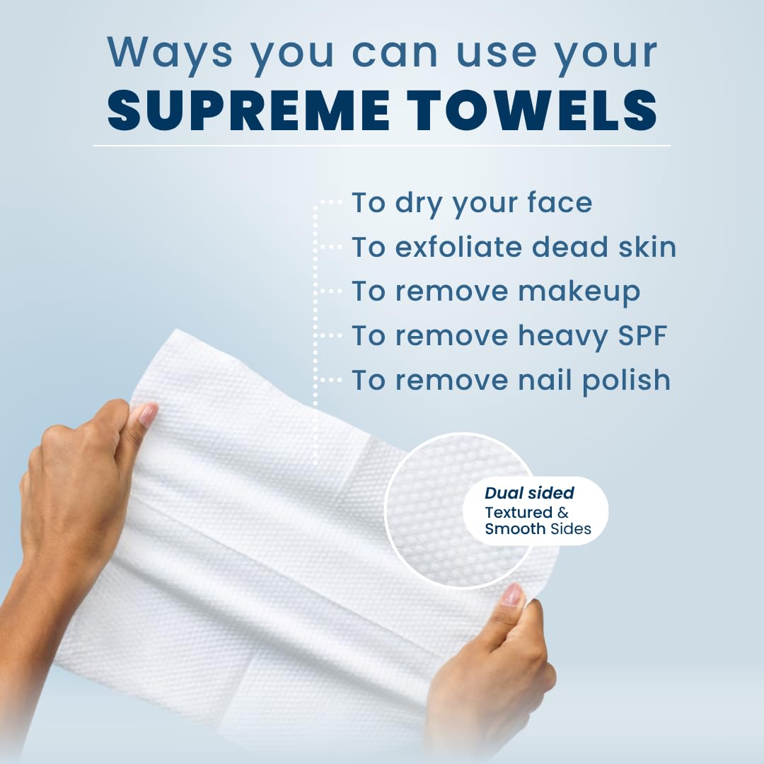 Clean Skin Club Clean Towels XL® Supreme, 100% USDA Biobased Face Towel, Disposable Face Towelette