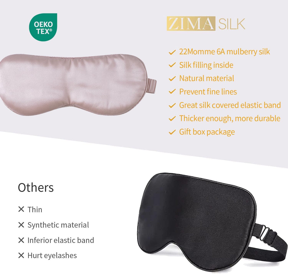 ZIMASILK 100% 22 Momme Pure Mulberry Silk Sleep Mask,Filled with 100% Mulberry Silk,Silk Wrapping