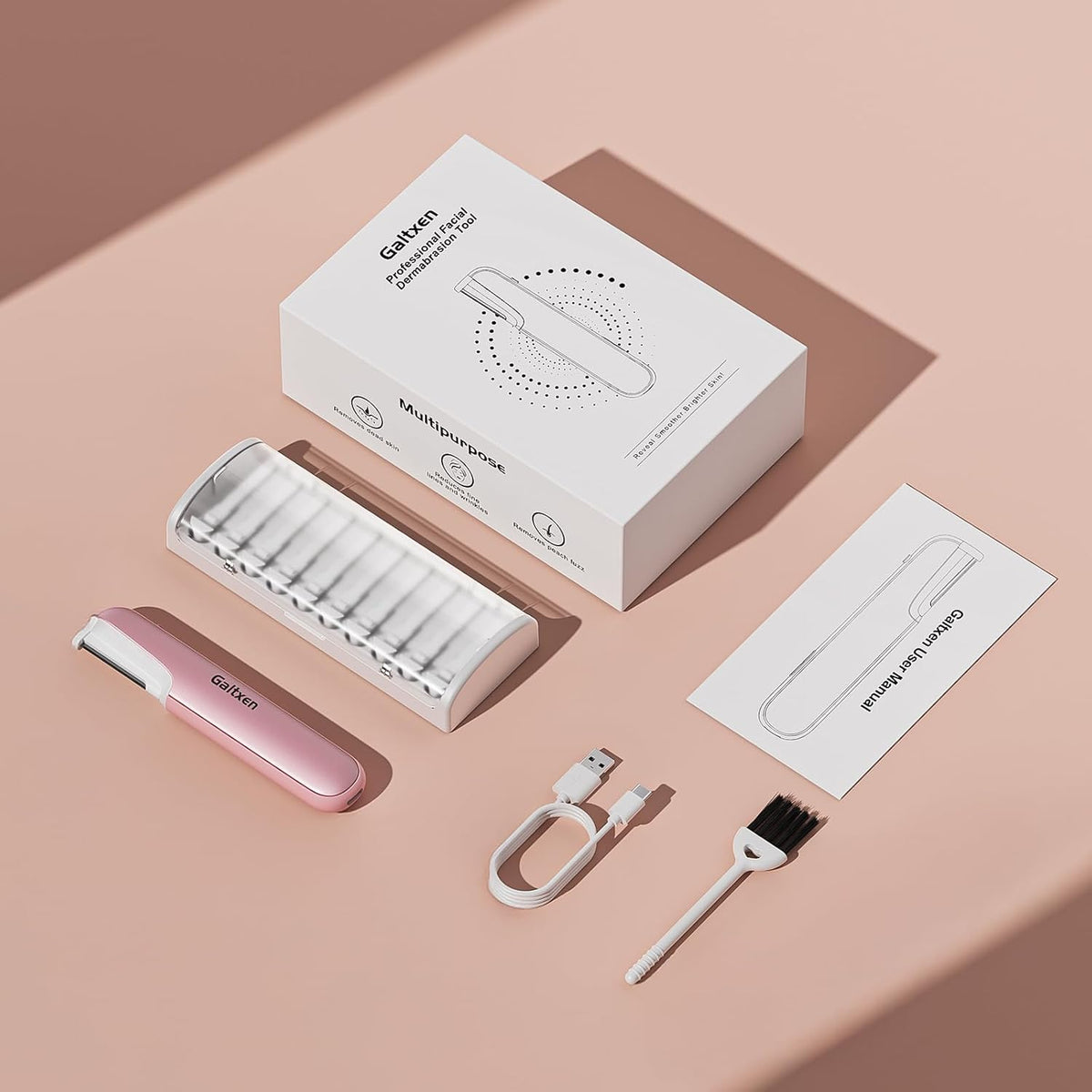 Dermaplaning Tool for Women Pink - Facial Exfoliation & Peach Fuzz Hair Removal with Rechargeable