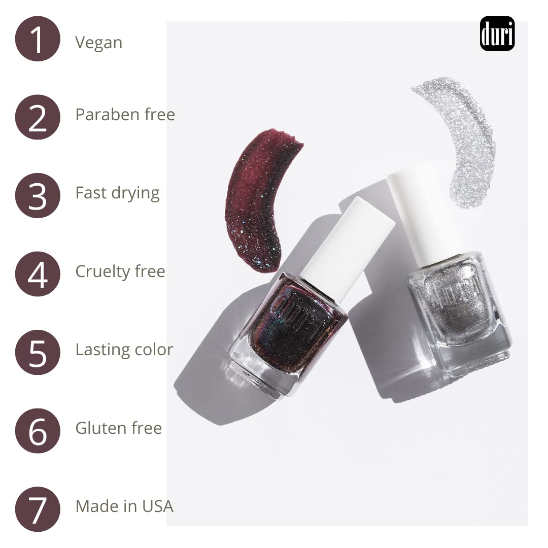 duri 536 Celebrity Scandal Nail Polish, Frosted Metallic Silver, Full Coverage, Fast Drying