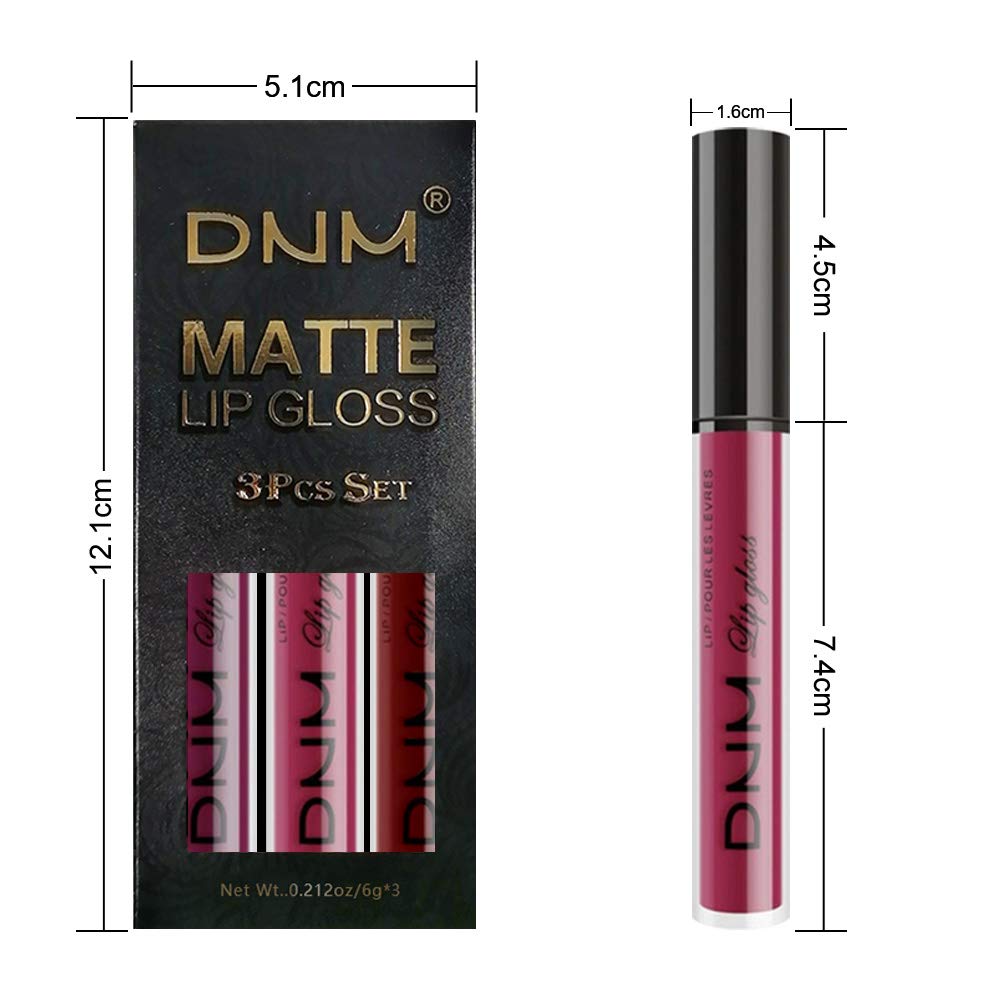 evpct 3Pcs Dark Purple Red Rose pink Matte Liquid Lipstick Sets for Black Women Matte Lipstick Lip