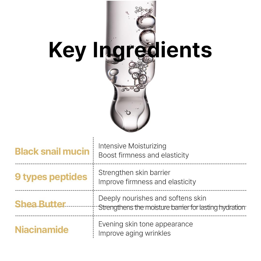 FARMSTAY Black Snail & Peptide 9 Perfect Emulsion, Snail Mucin Moisturizer for Elastic & Glow
